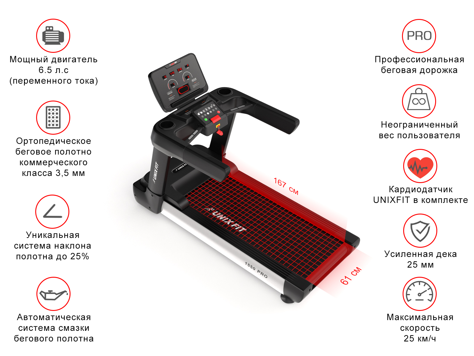 Беговая дорожка Unix Fit 1550 PRO