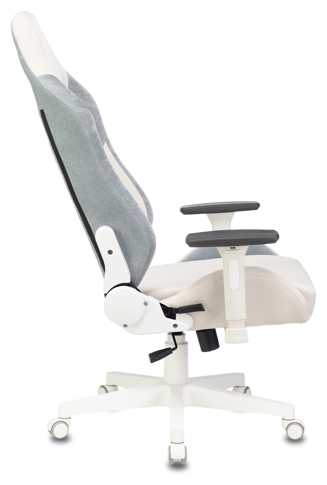 Геймерское кресло Zombie Fabric белый/серо-голубой с подголов., крестовина пластик (белый)