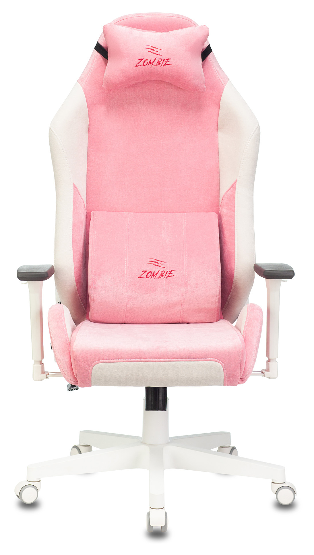 Геймерское кресло Zombie Fabric белый/розовый с подголов., крестовина пластик (белый)