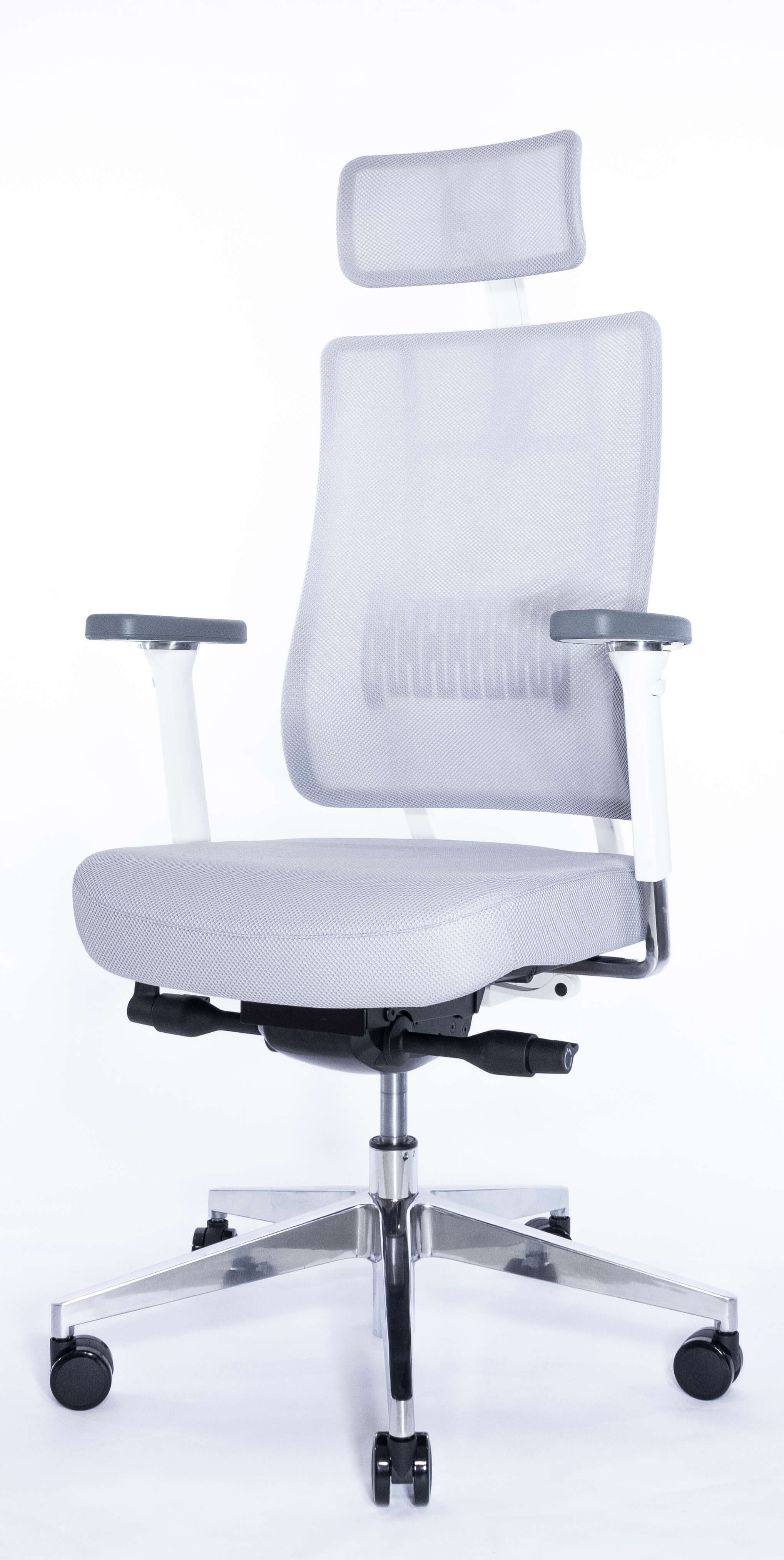 Эргономичное кресло Falto X TRANS (наклон переднего края сиденья, сетка, ткань, каркас белый, серый)