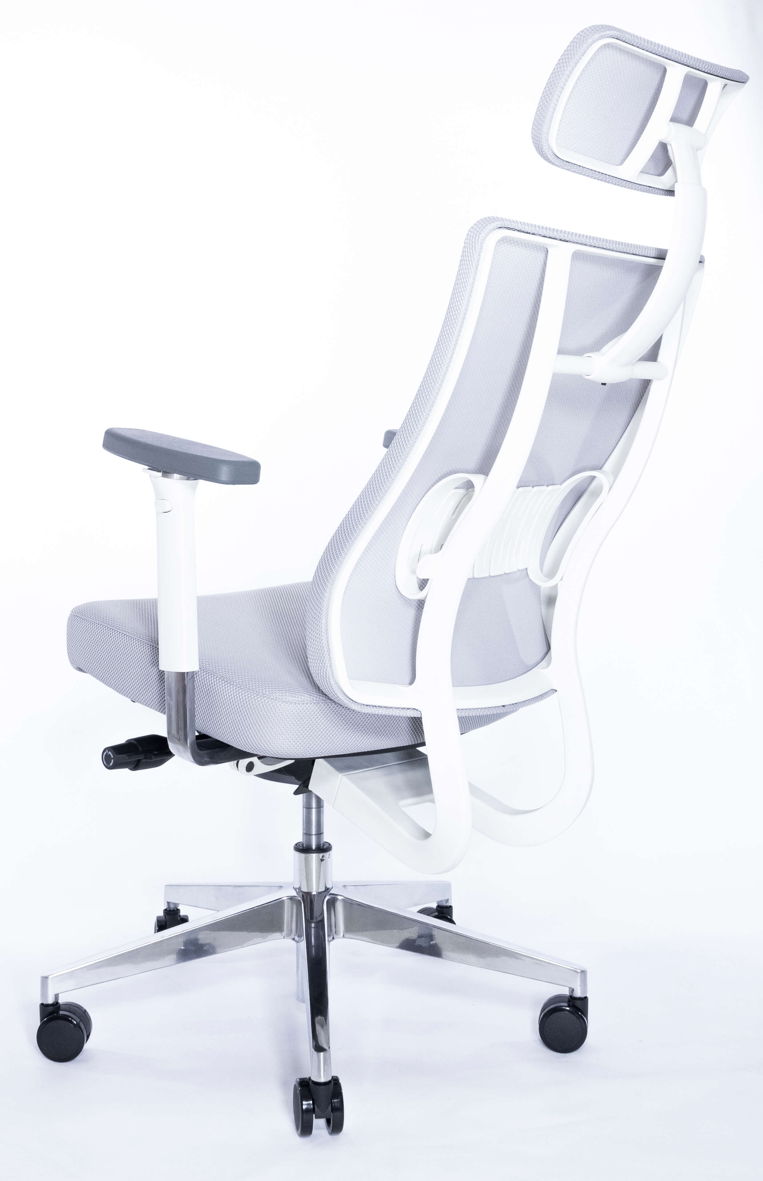 Эргономичное кресло Falto X TRANS (наклон переднего края сиденья, сетка, ткань, каркас белый, серый)