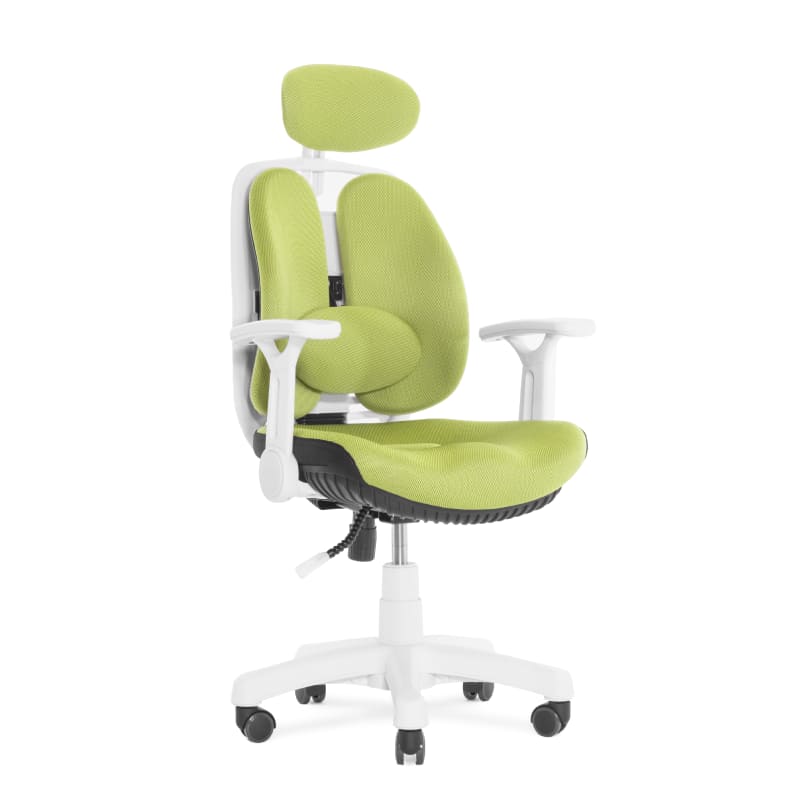 Ортопедическое кресло Falto Inno Health (двойная динамичная спинка, ткань, каркас белый, зелёный)
