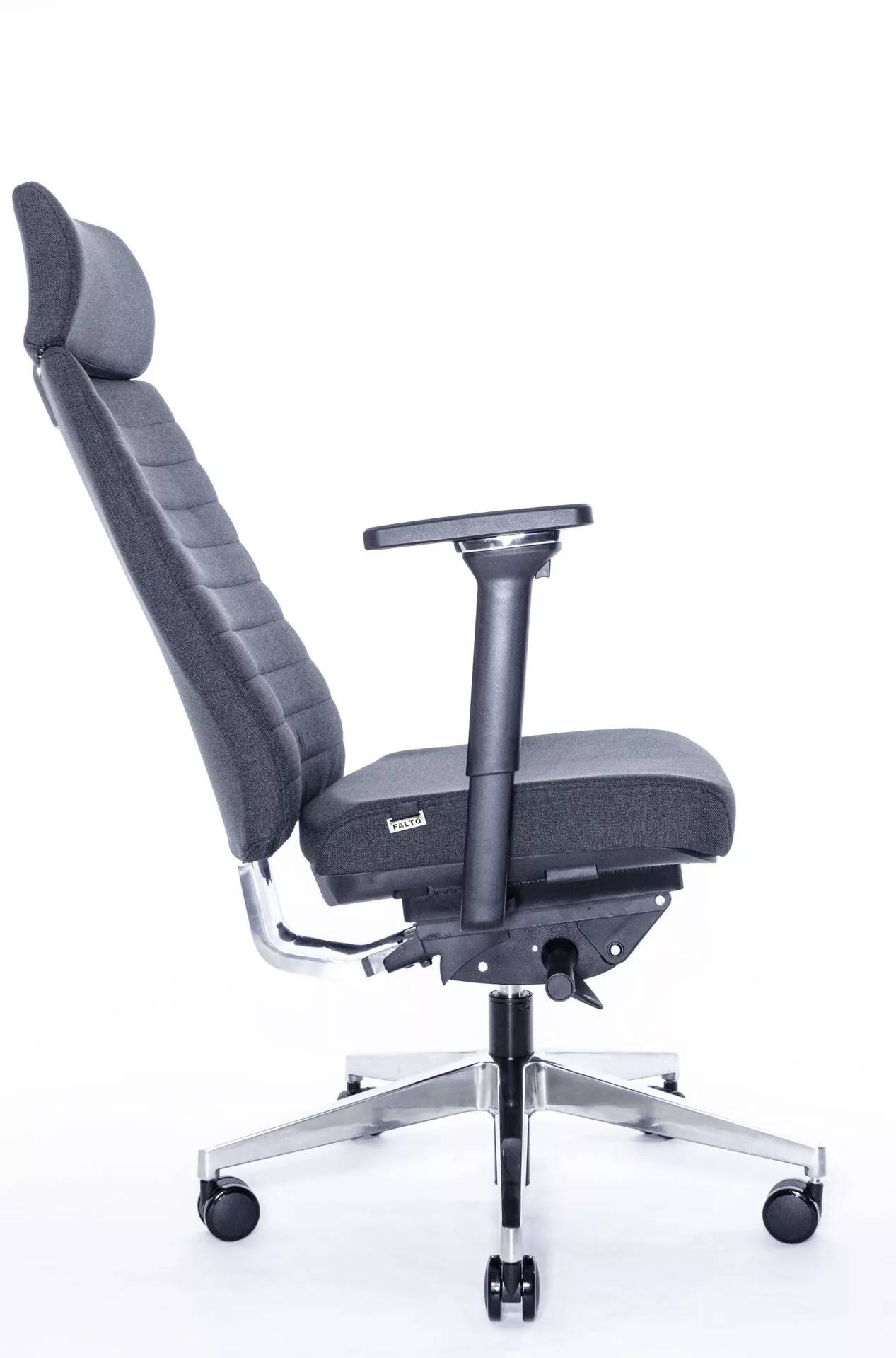 Эргономичное кресло Falto TRONA 1702-18H Medley black 60999 (черный каркас / т. серая ткань / АЛ крестовина)