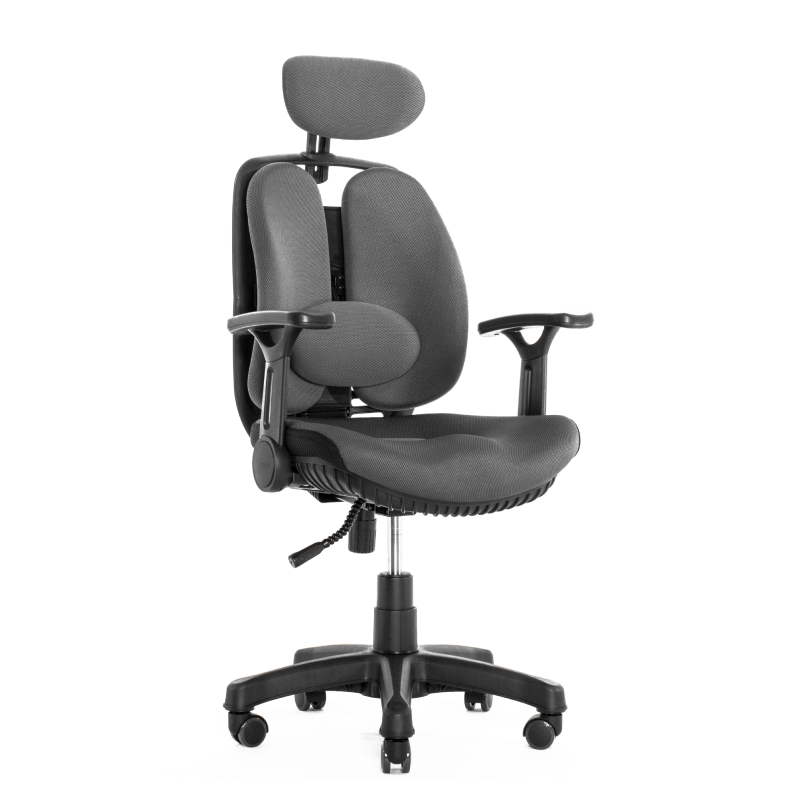 Ортопедическое кресло Falto Inno Health (двойная динамичная спинка, ткань, каркас чёрный, серый)