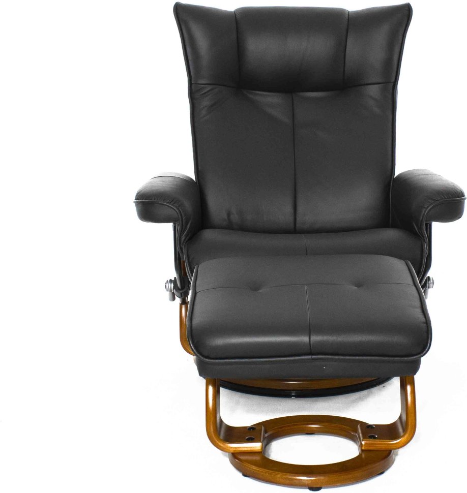 Кресло-реклайнер Relax Mauris 7604W (кожа - черн / дер - св. кор 001 Black / 026 Honey)