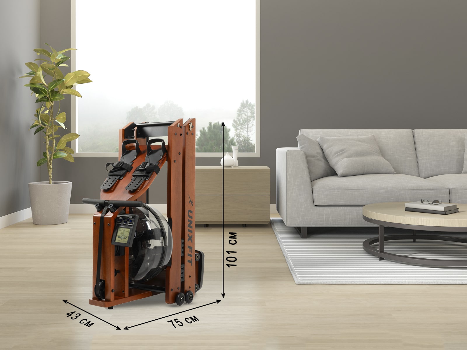 Гребной тренажер Unix Fit Wood Rower Dark