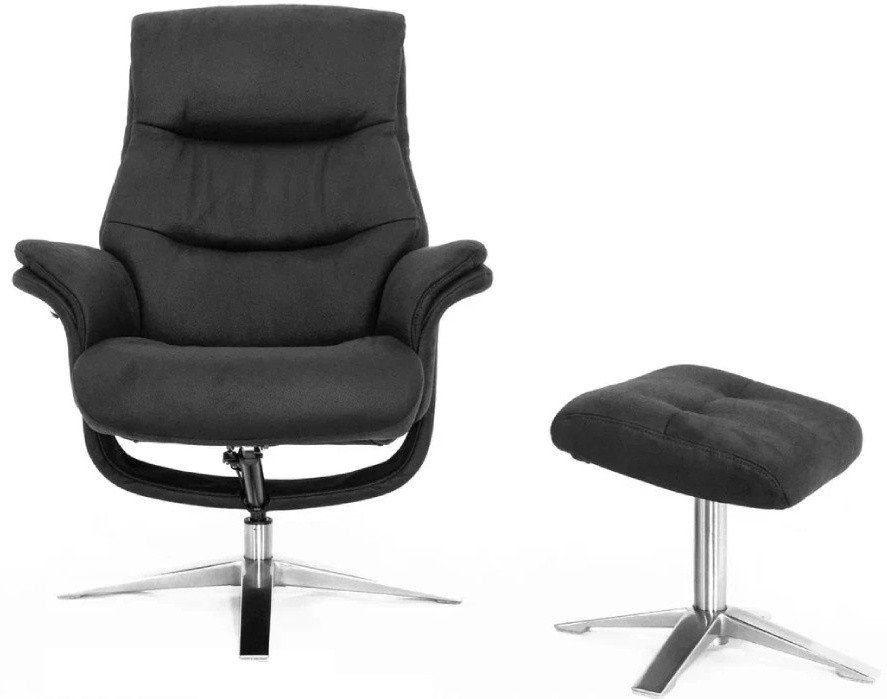 Кресло-реклайнер Falto Boss (оттоманка, искусственный нубук, чёрный)