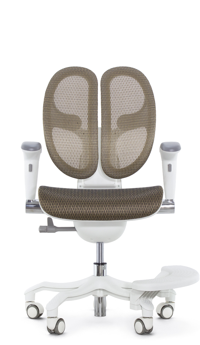 Детское эргономичное кресло Falto ORTO (корсетная спинка, слайдер, подлокотники 3D, сетка, золотой)