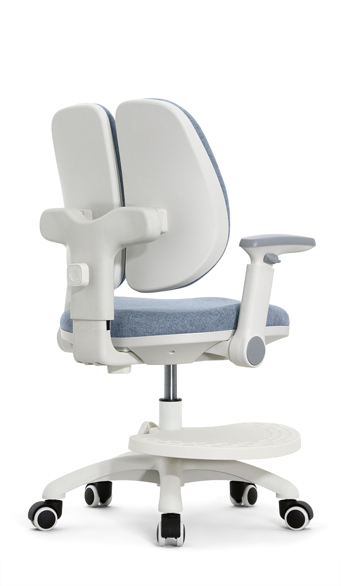 Детское эргономичное кресло Falto KIDS MAX DUO-P, ППУ латекс, спинка корсет, подножка, подлокотник 3D, обивка (голубой)