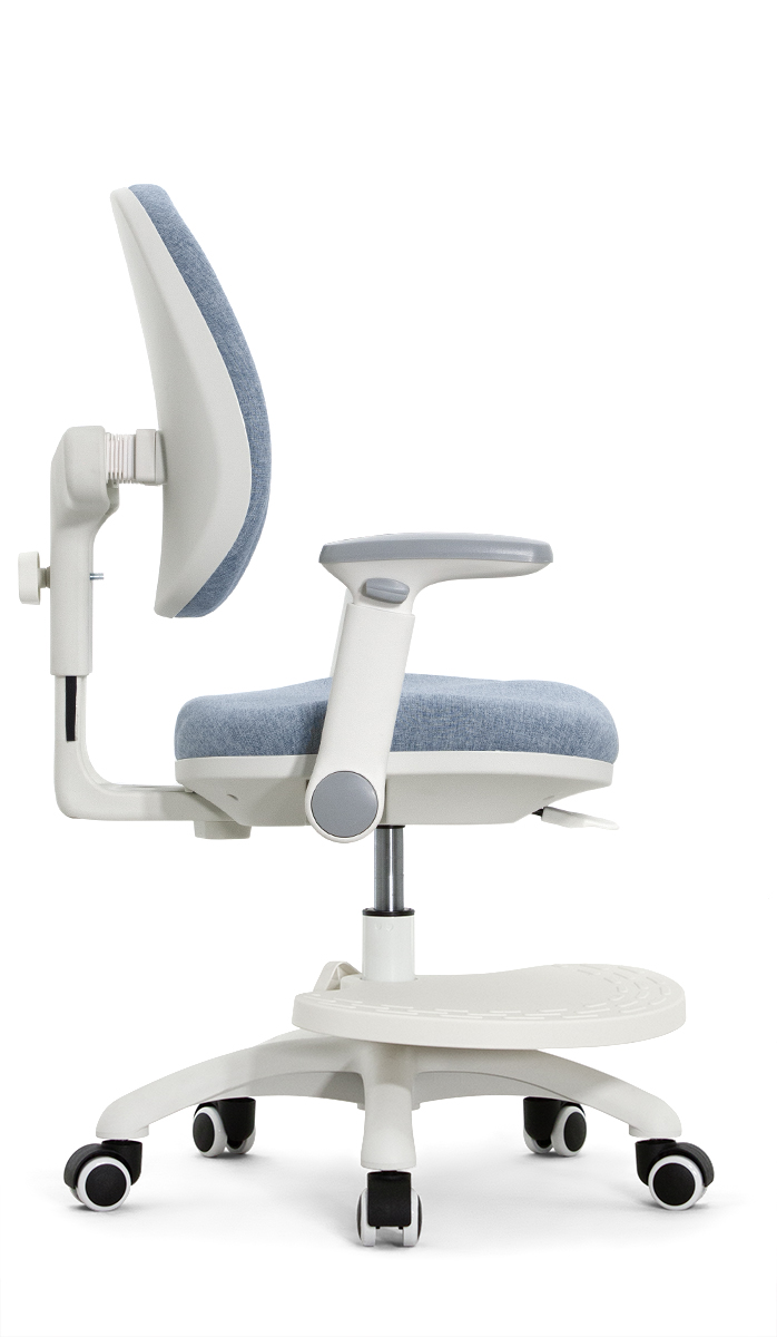 Детское эргономичное кресло Falto KIDS MAX DUO-P, ППУ латекс, спинка корсет, подножка, подлокотник 3D, обивка (голубой)