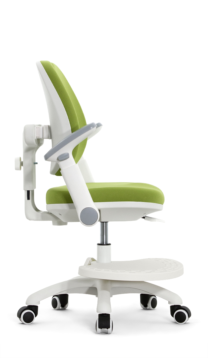 Детское эргономичное кресло Falto KIDS MAX DUO-P, ППУ латекс, спинка корсет, подножка, подлокотник 3D, обивка (зелёный)