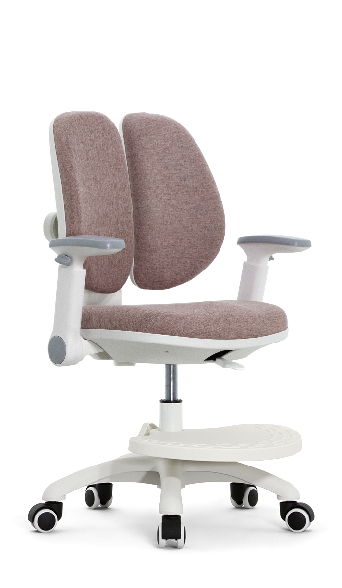 Детское эргономичное кресло Falto KIDS MAX DUO-P, ППУ латекс, спинка корсет, подножка, подлокотник 3D, обивка (розовый)