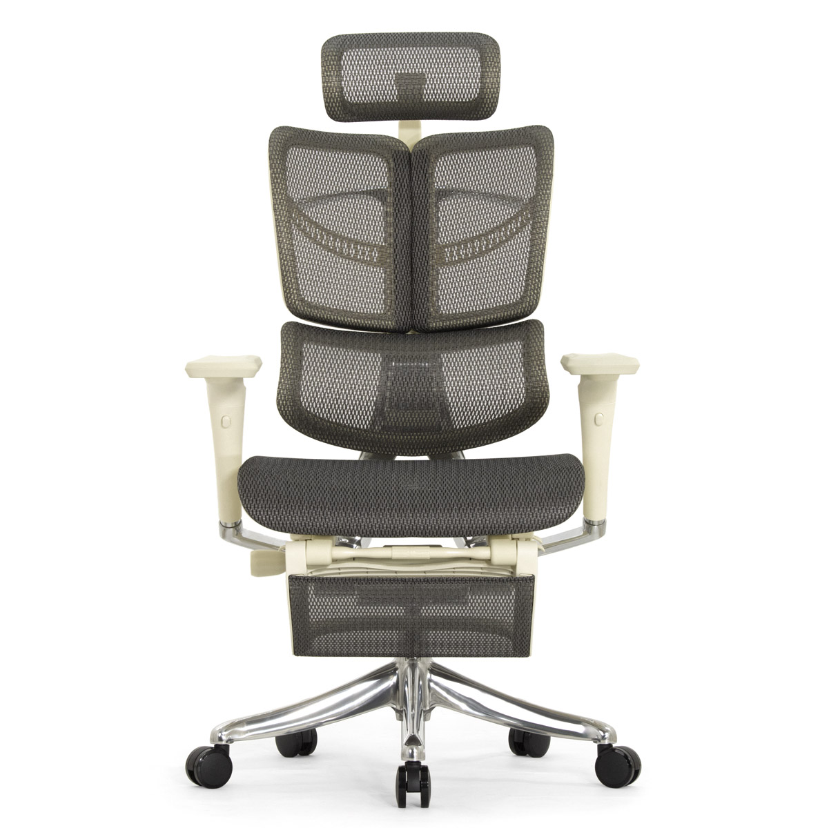 Анатомическое кресло Falto Fly 2 с подножкой (динамичный подголовник, подлокотники 6D (360), сетка, светлый)