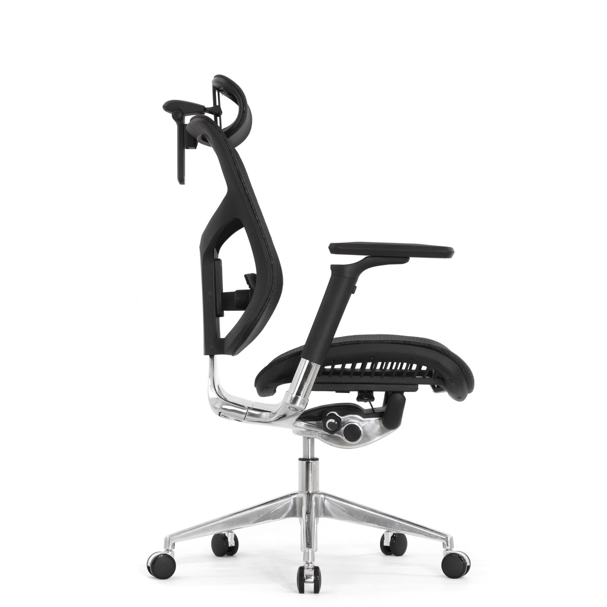 Эргономичное кресло Falto Star Office Ergo 2 (2D поясничный упор, 5D подголовник, сетка, ткань, чёрный)