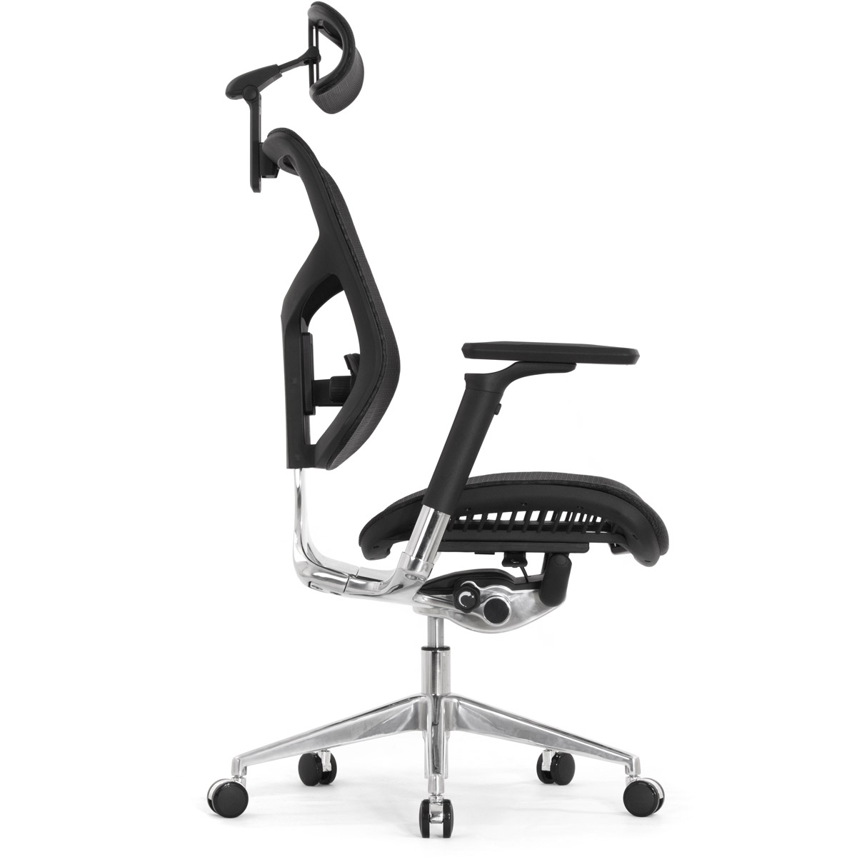 Эргономичное кресло Falto Star Office Ergo 2 (2D поясничный упор, 5D подголовник, сетка, ткань, чёрный)