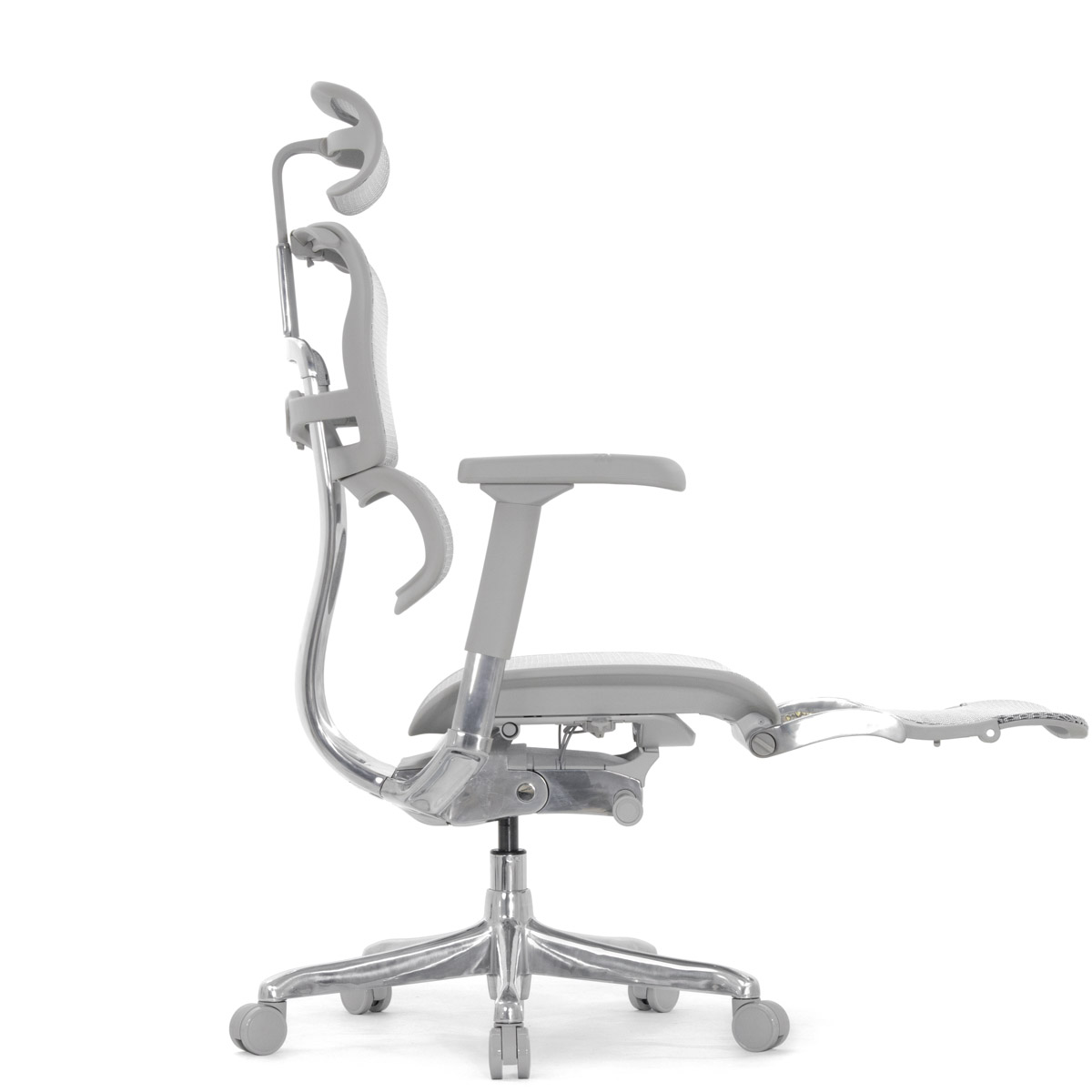 Эргономичное кресло Falto Ergohuman 2 Elite с подножкой (алюминий, наклон вперёд, сетка, серый)