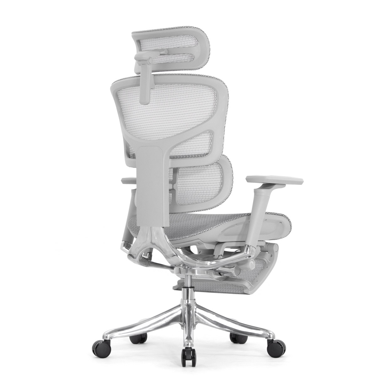 Эргономичное кресло Falto Pro 2 с подножкой (3D поясничный упор, подголовник 4D, каркас серый, белый)