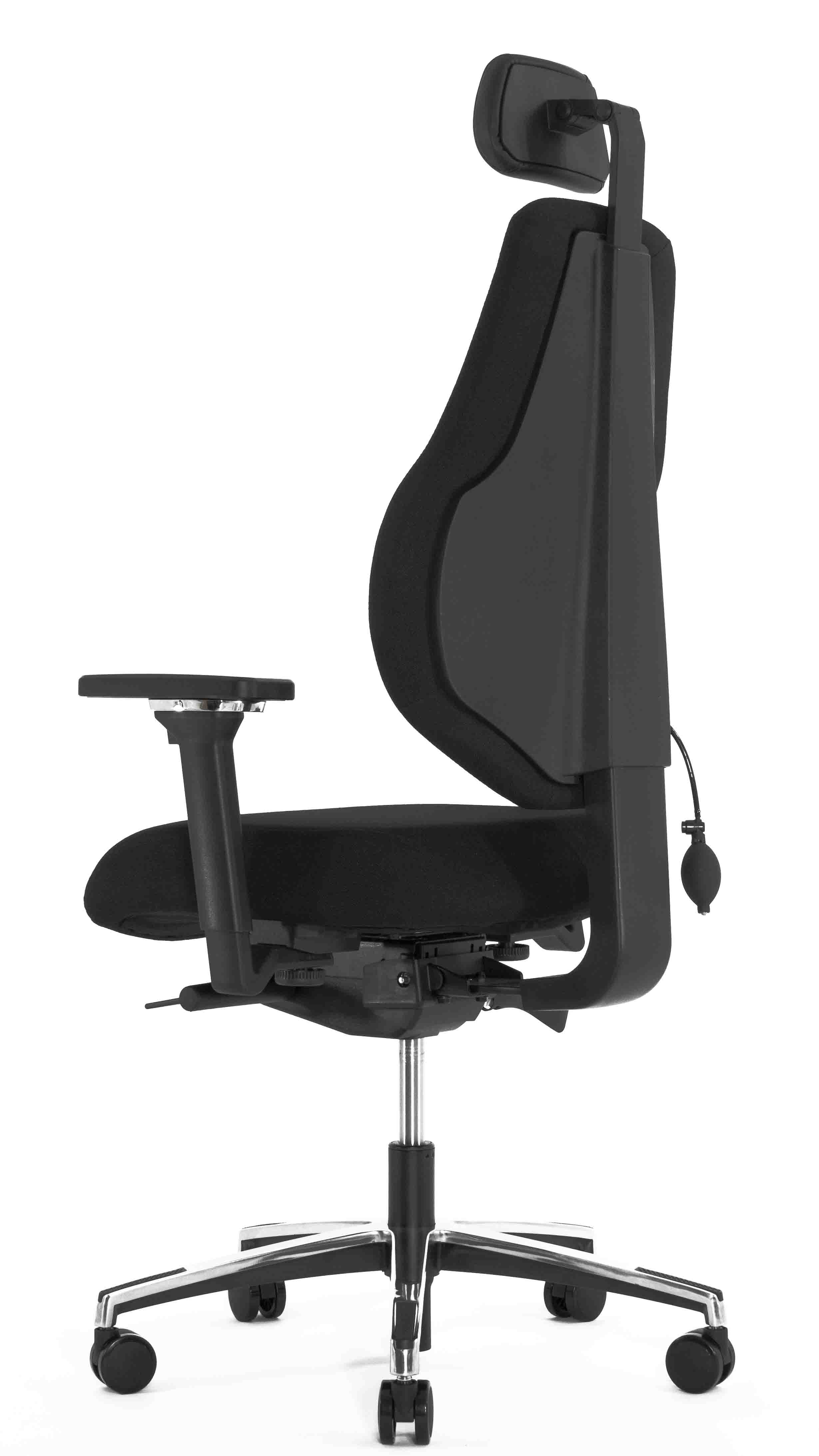 Эргономичное кресло Falto SMART T LONG (удлинённое сиденье, надувной поясничный упор, ткань, чёрный)