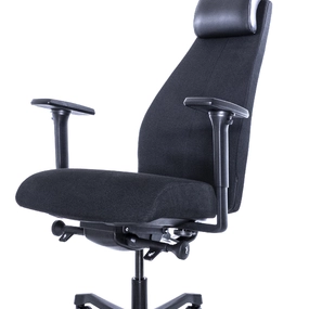 Эргономичное кресло Falto FIRST (наклон вперёд, зауженная спинка, ткань, чёрный)