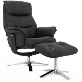 Кресло-реклайнер Falto Boss (оттоманка, искусственный нубук, чёрный)