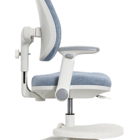 Детское эргономичное кресло Falto KIDS MAX DUO-P, ППУ латекс, спинка корсет, подножка, подлокотник 3D, обивка (голубой)