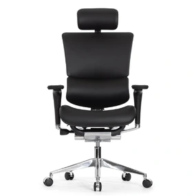 Эргономичное кресло Falto Leater Premium SL (динамичный поясничный упор, натуральная кожа, чёрный)