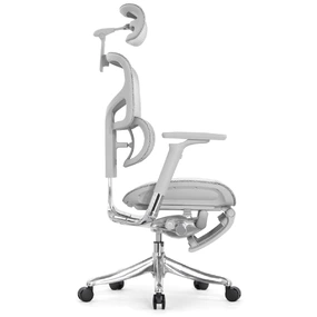 Эргономичное кресло Falto Pro 2 с подножкой (3D поясничный упор, подголовник 4D, каркас серый, белый)